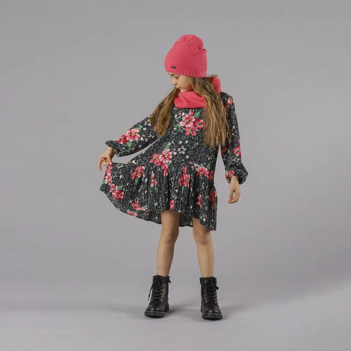Vestito crepe floreale da bambina