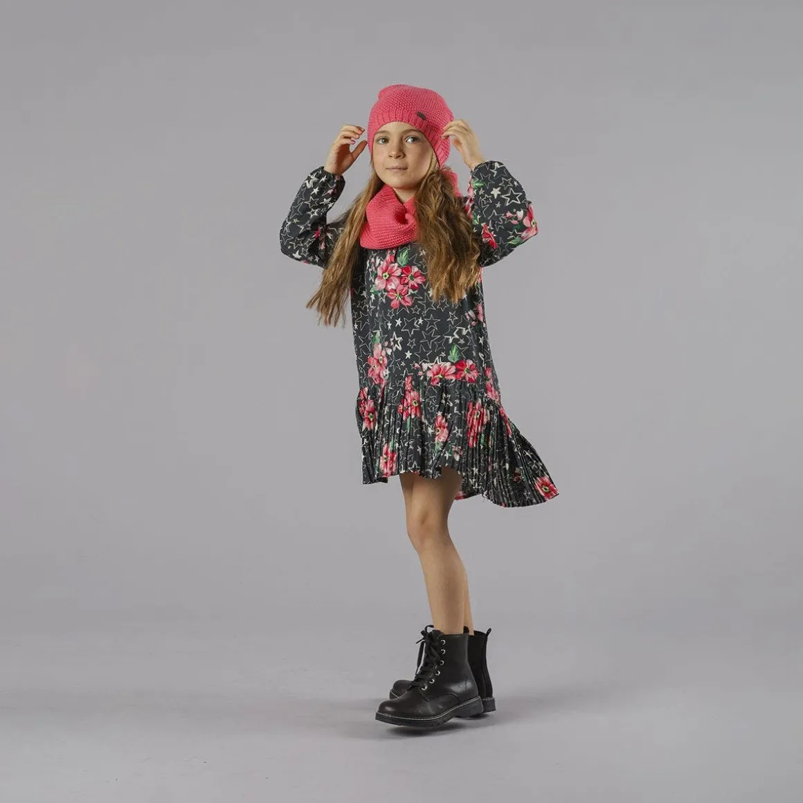 Vestito crepe floreale da bambina