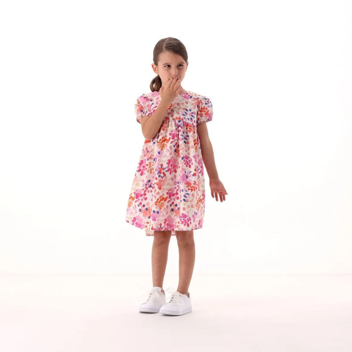 Vestito in popeline stampato per bambina