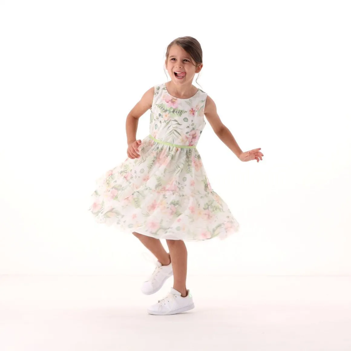 Vestito in tulle stampato per ragazza
